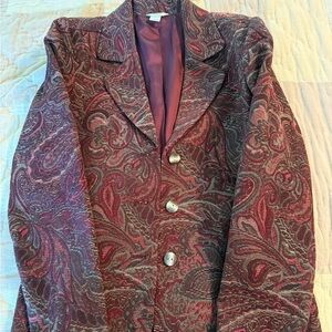 Christopher & Banks Burgundy Paisley Blazer